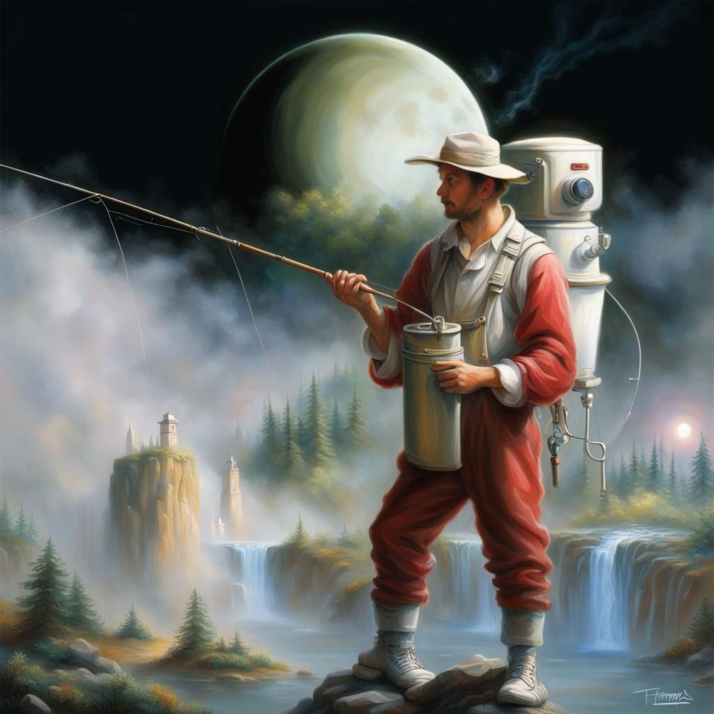 Fishing on Mars: Ethereal Fantasy Landscape