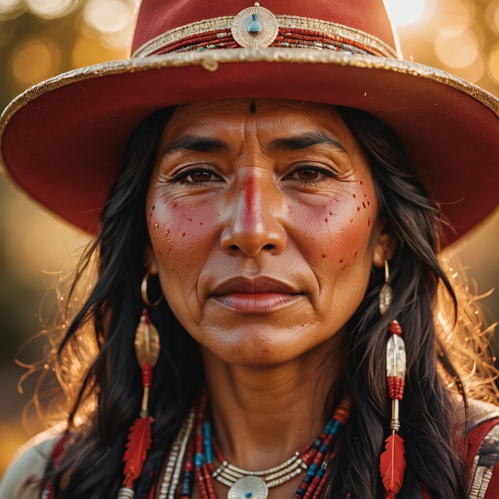 Crying Pawnee Woman Portrait in Earthy Realism