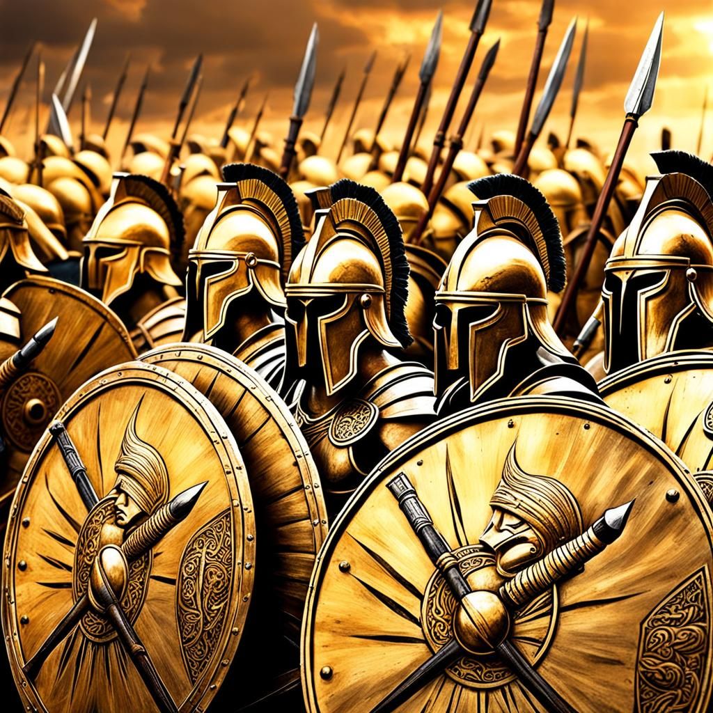 Ancient Greek Hoplites Phalanx Marching to War