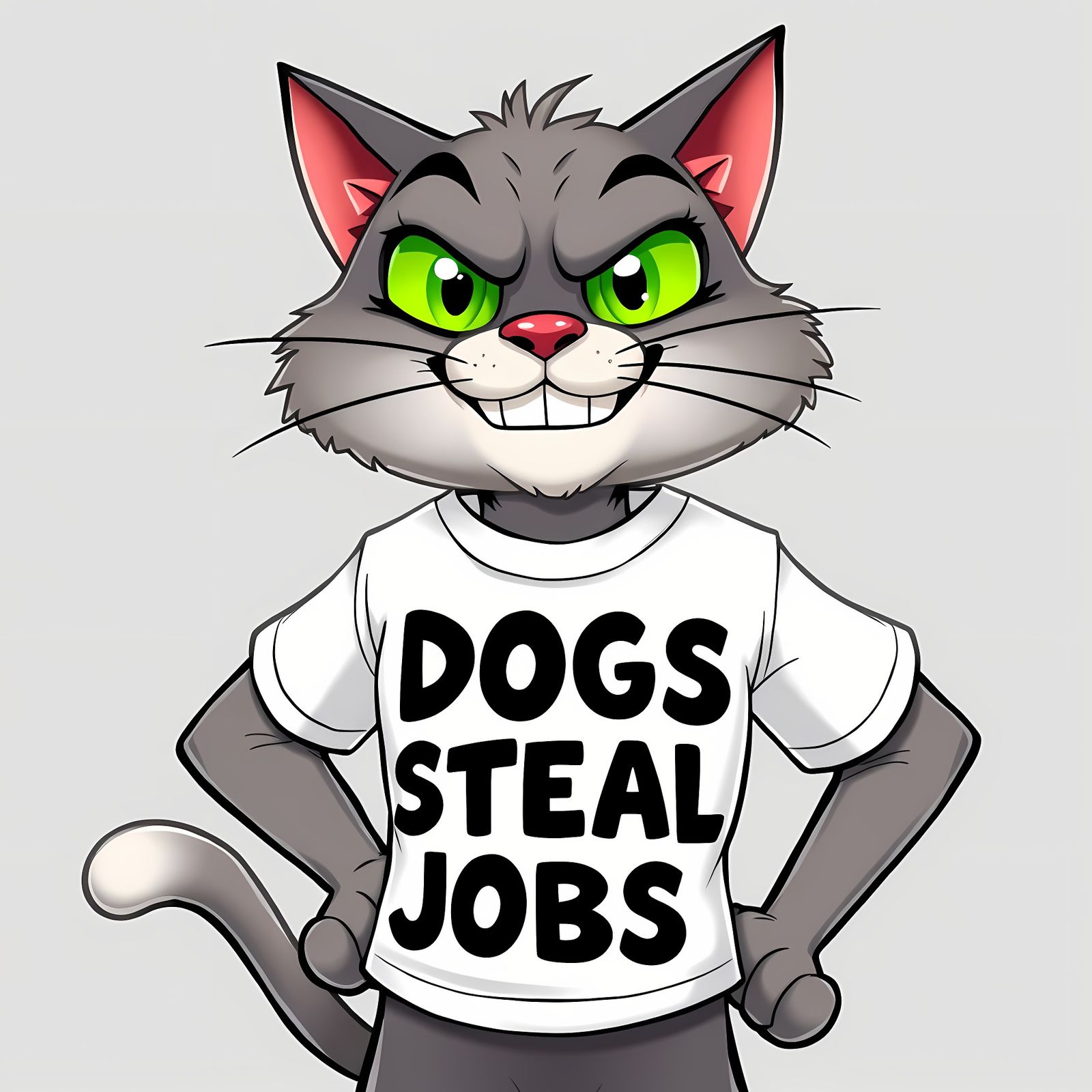Cartoon Cat with Slogan T-Shirt