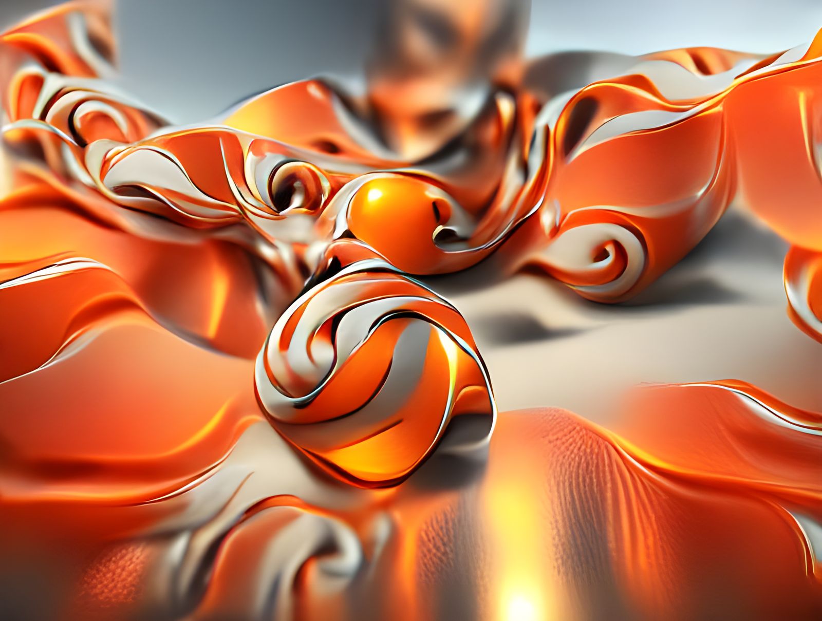 Polished Orange Glass Sphere in 3D