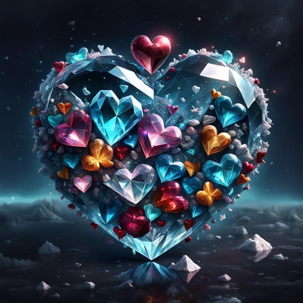 Intricate Crystal Heart in Dramatic Digital Painting