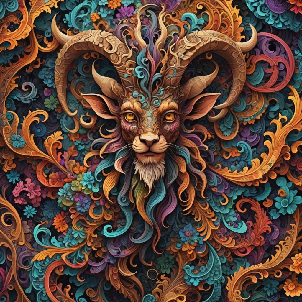 Detailed Satyr in Zentangle Style