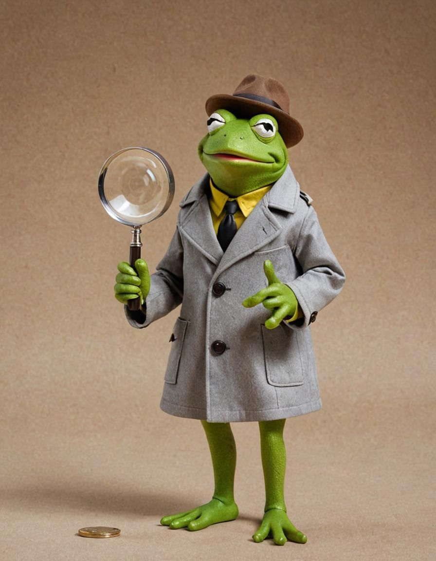 Kermit the Frog Detective Inspects Crime Scene