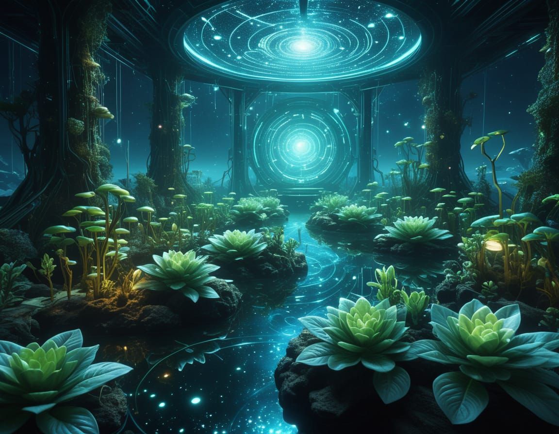 Cosmic Sorceress in Nebula with Glowing Runes