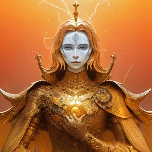 Ethereal Warrior in Cyberpunk Dark Surrealism