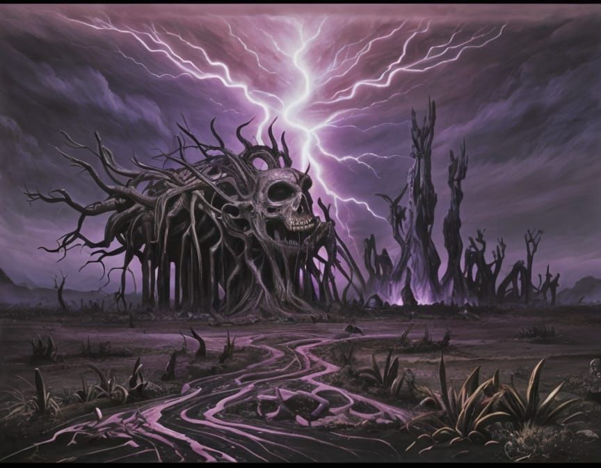 Dark Entity in Post-Apocalyptic Landscape