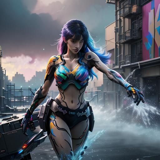 Anime Girl Nintendo Switch in Cyberpunk Style