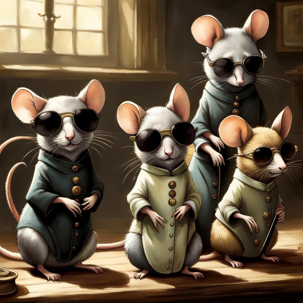 Three Blind Mice in Nursing Home, Dark Fantasy Art