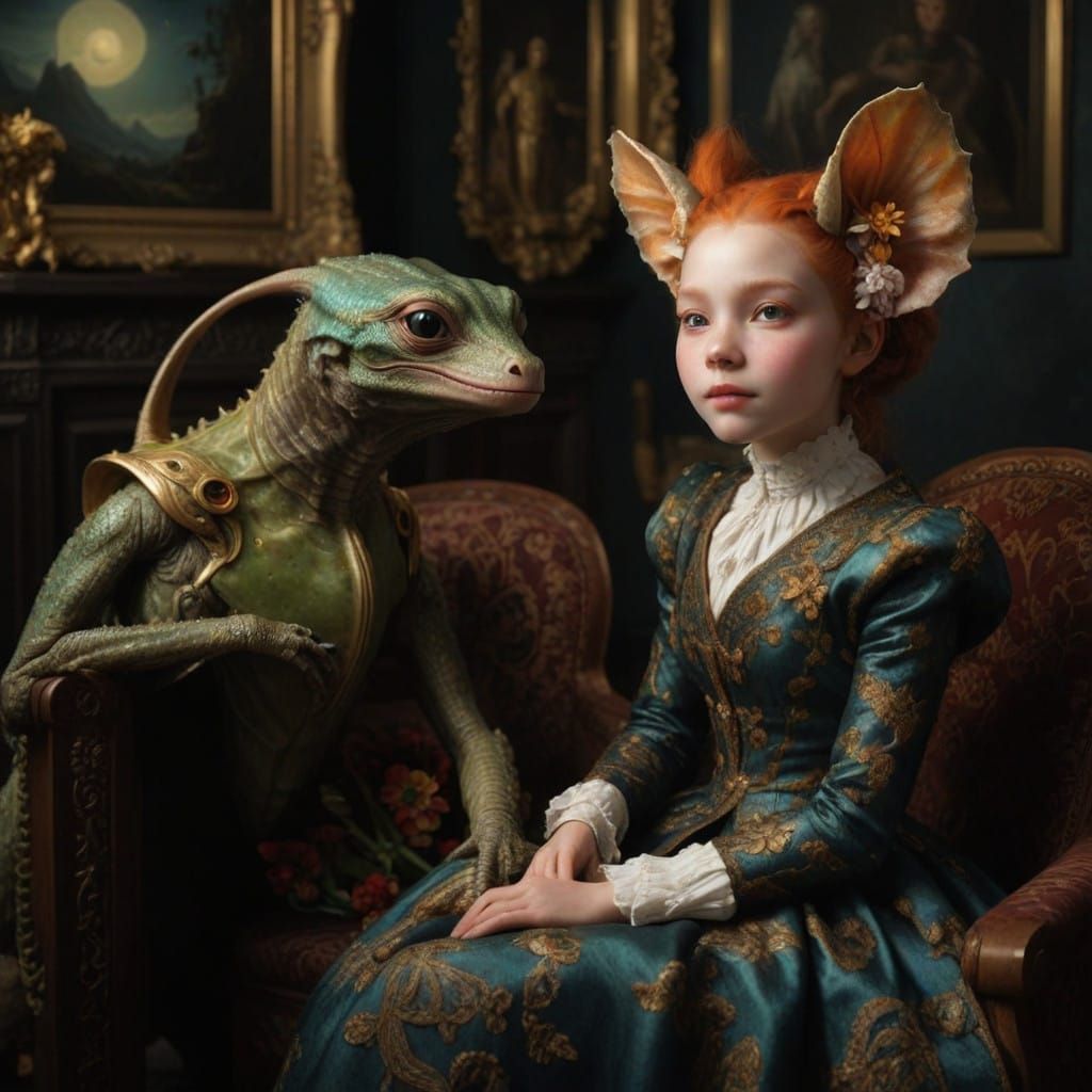 Precocious Young Lady with her Best Friend...