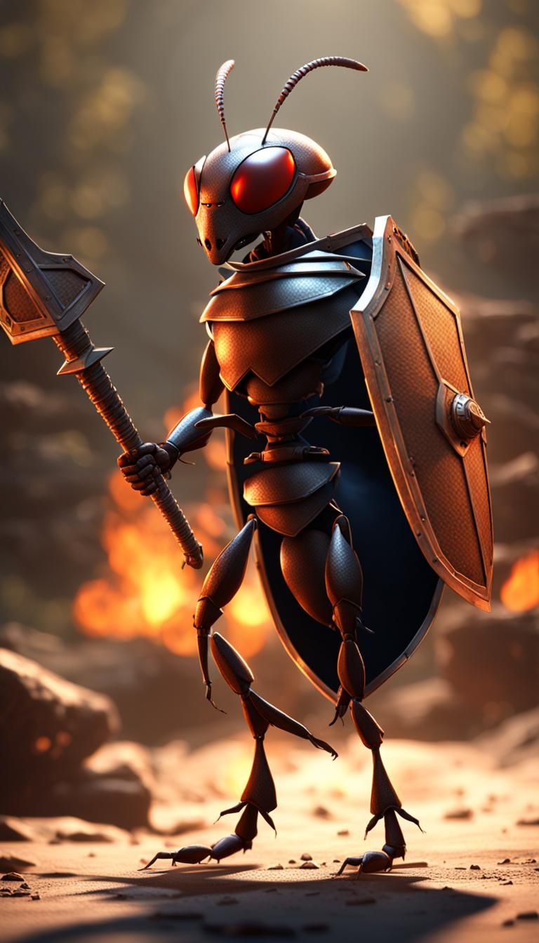 Ant Warrior Defends Against Fiery Darts