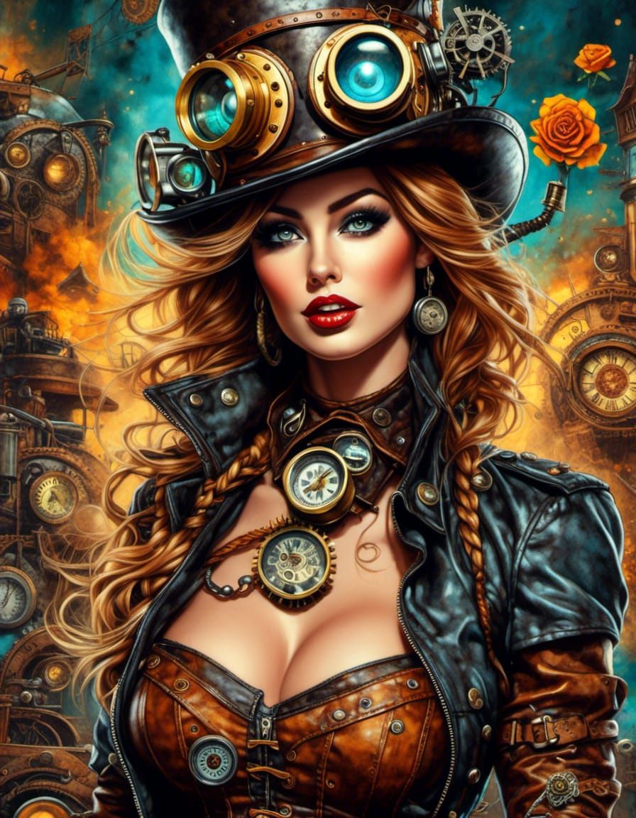 Bohemian Steampunk Mummy in Splash Art Style