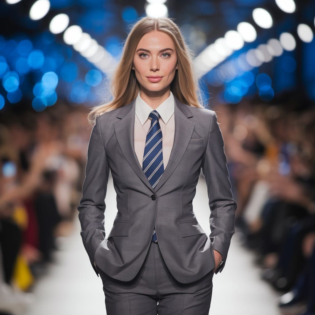 Sophisticated Businesswoman on the Catwalk in Elegant Style