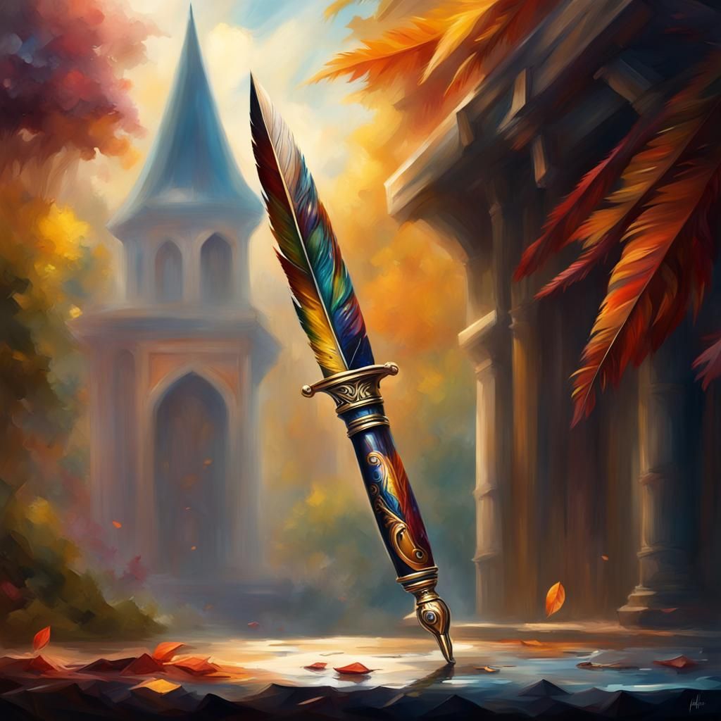 Ancient Pen, Feather, and Dagger: Fantasy Art