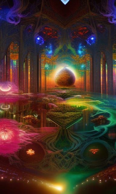 Infinite Consciousness: Detailed Matte Painting in Deep Colo...