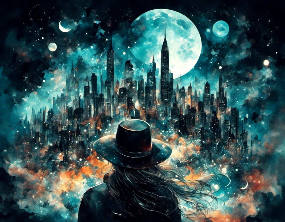 Metropolis Portal Hat in Ink and Watercolor