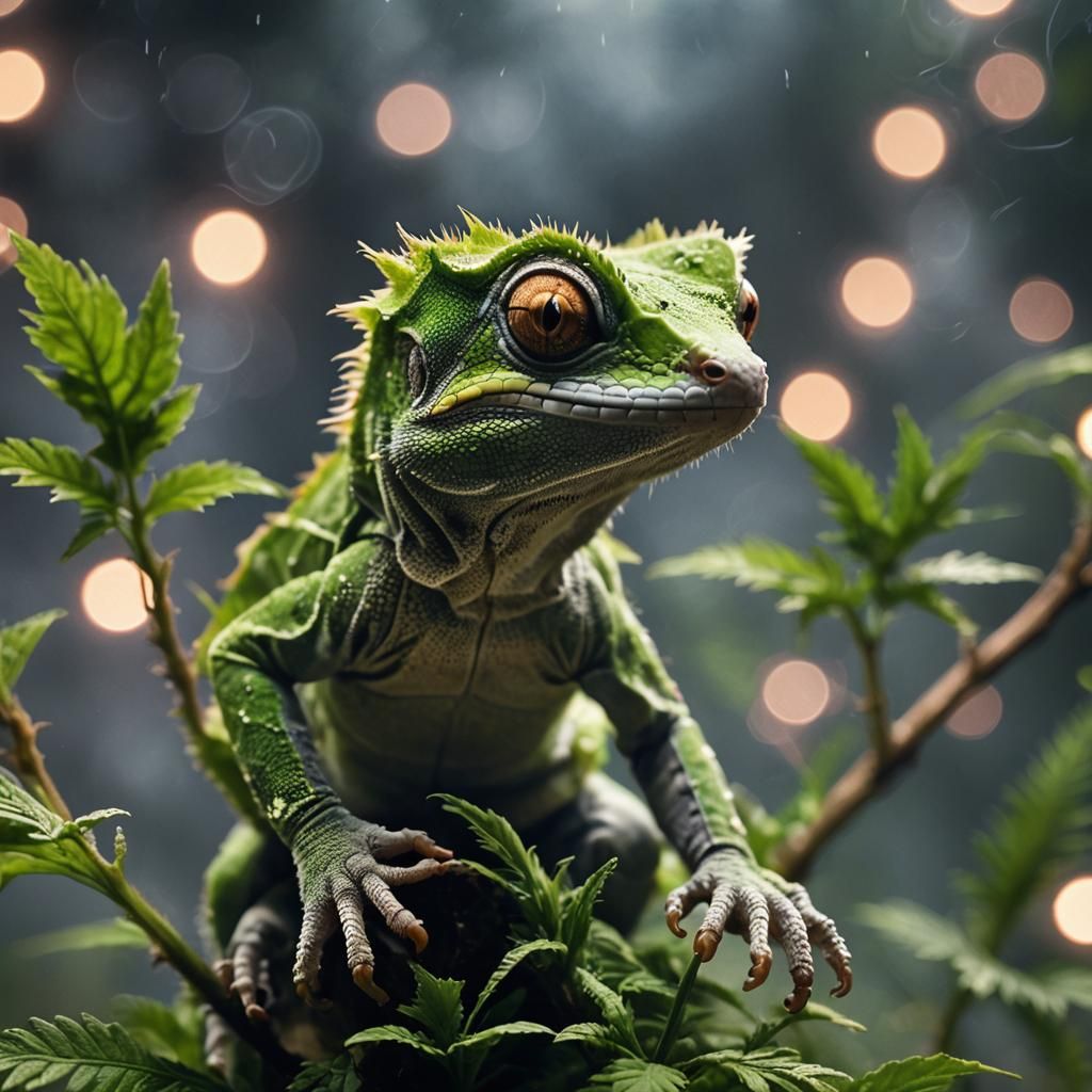 Leaf Gecko in Alien Jungle: Macro Photography