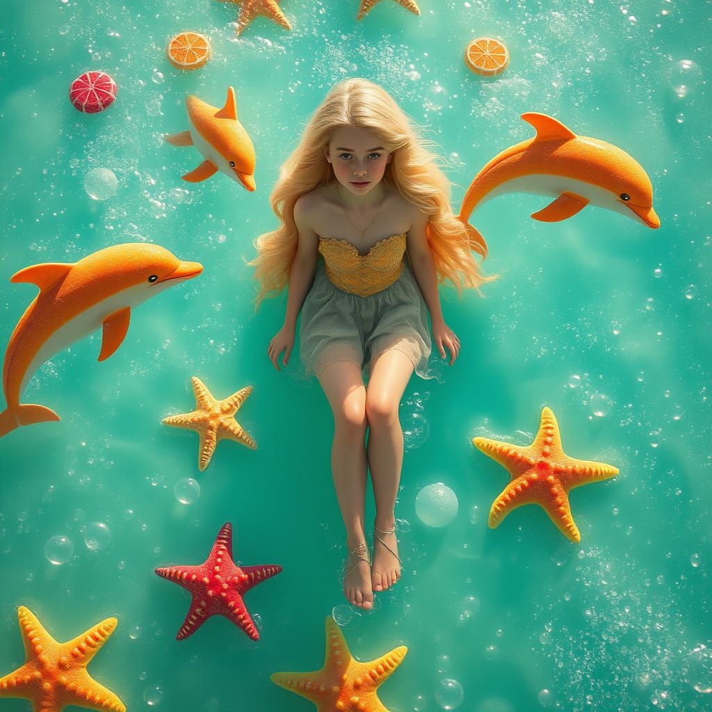 Dreamlike Soda Sea with Candy Creatures