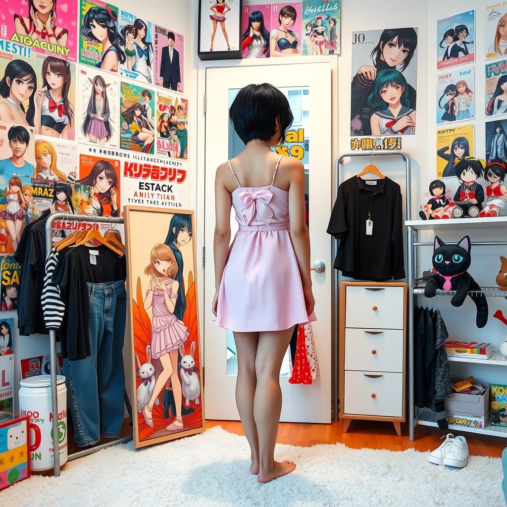 Thai Girl in Pastel Pink Dress, Inspired by Anime and Manga