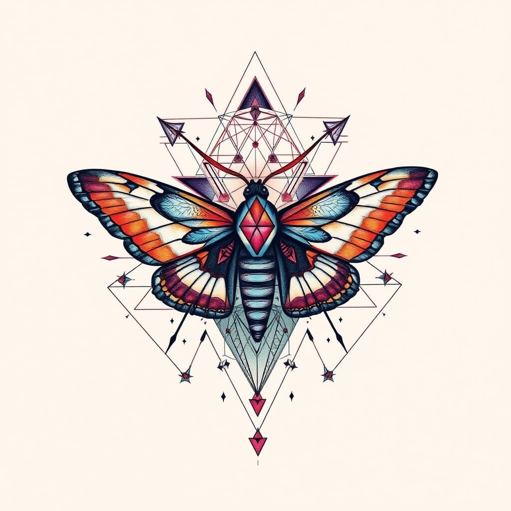 Cool masterpiece pro moth geometric tattooo