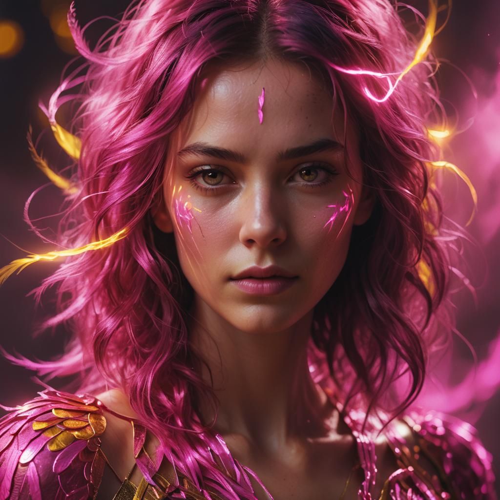 Radiant Woman with Pink Aura Concept Art