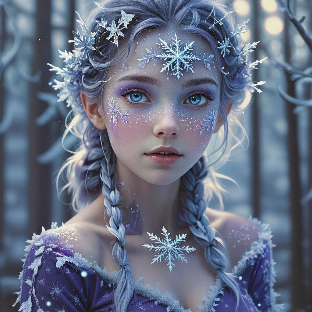 Icy Fairy in Mystical Forest: Digital Matte Painting