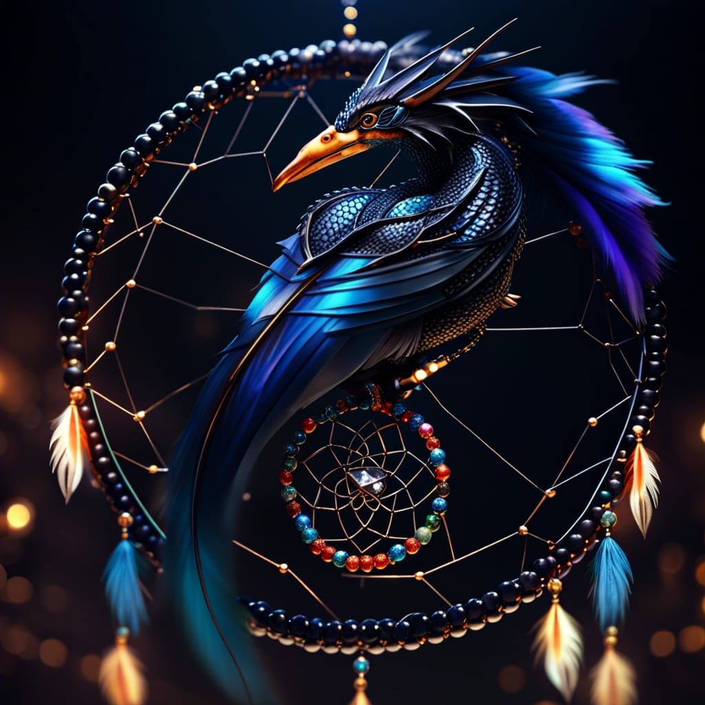Dreamcatcher with Dragon Ring and Kingfisher Feathers
