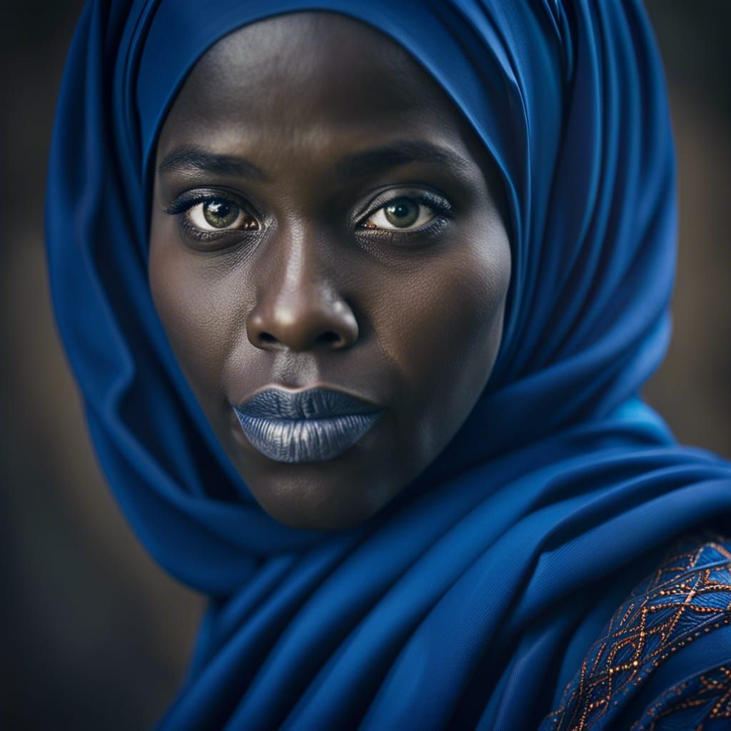 Portrait of Nigerian Muslim in blue hijab
Professional photo...