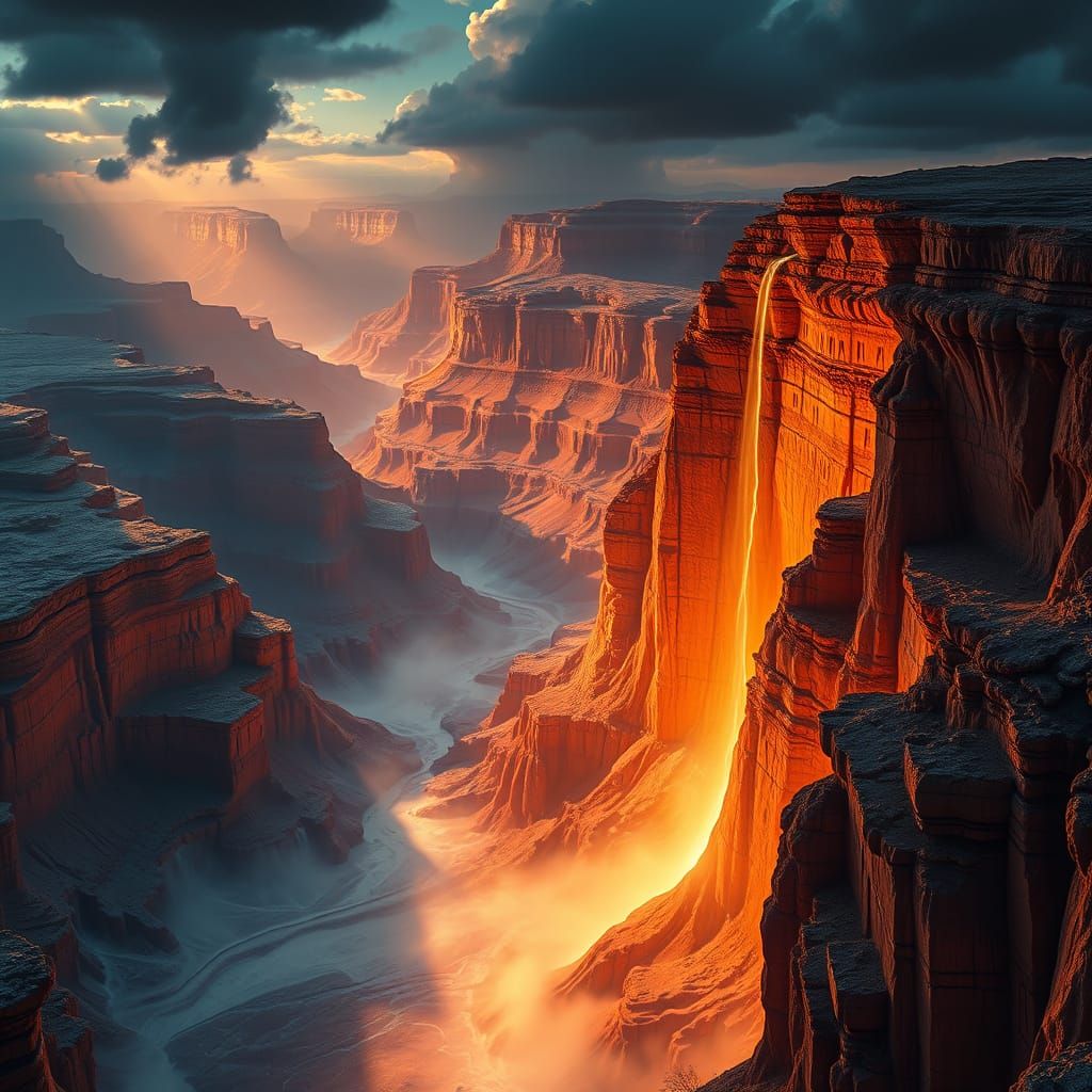 Epic Digital Landscape Painting of Grand Canyon Flooded in a...