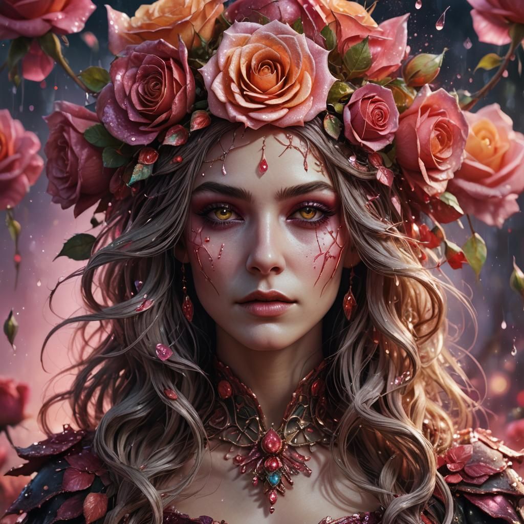Rose Woman: Hyperrealistic Concept Art Portrait