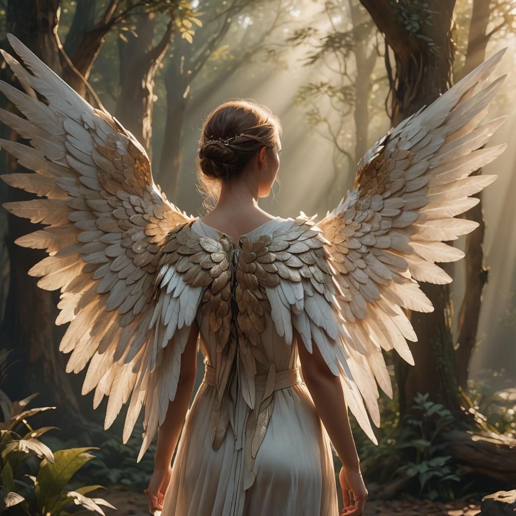Angelic Woman in Earthy Setting: Ethereal Matte Painting