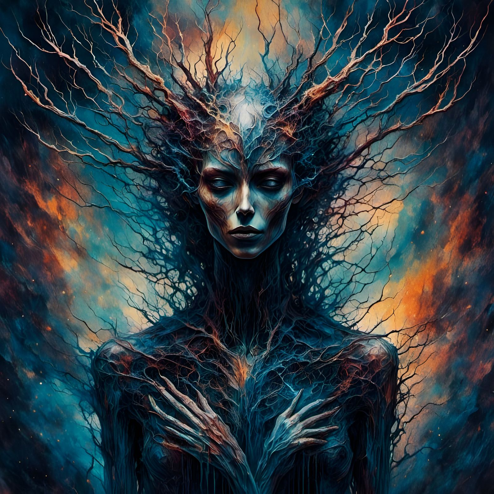 Cosmic Horror Creature in Astral Illustration Style