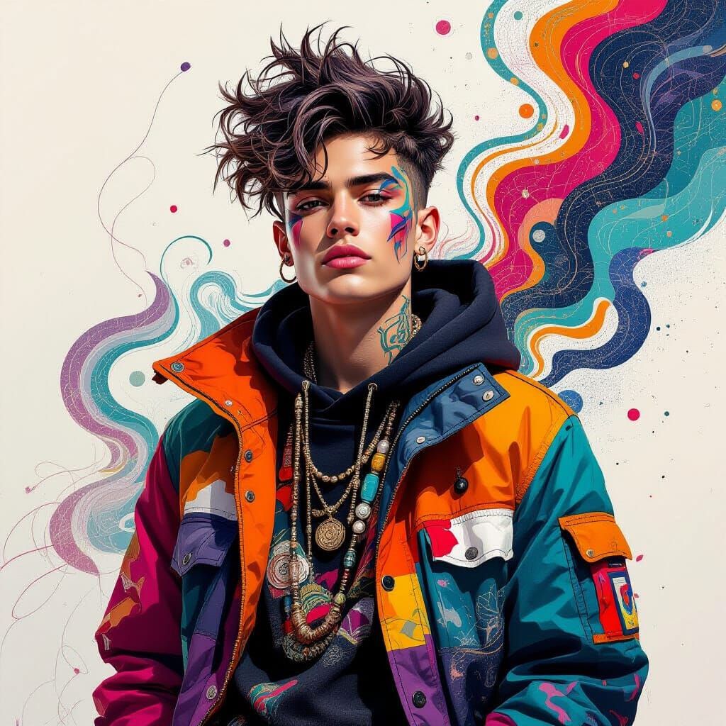 Vibrant Portrait in Eclectic Style