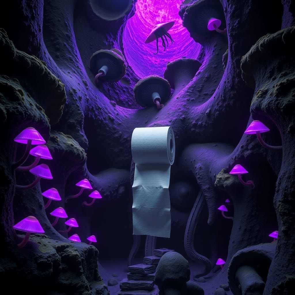 Uncanny Toilet Paper in Lovecraftian Cavern