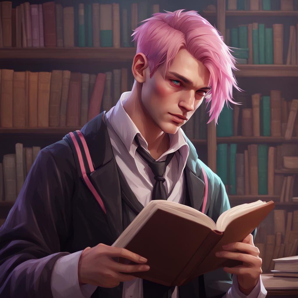 Gothic Student Reading: Hyperdetailed Concept Art