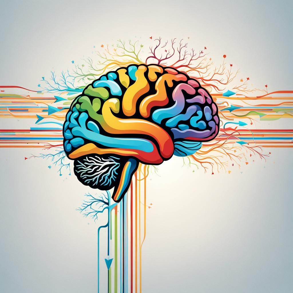 Human Brain Illustration with Emotional Symbols