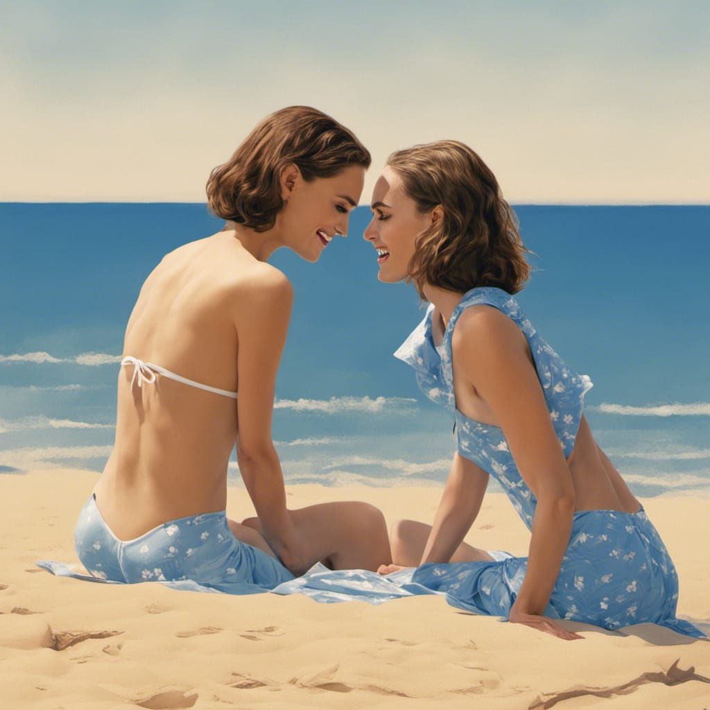 Two Women Smiling on a Sunny Beach