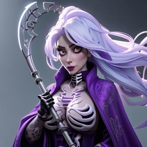 Woman with Skeleton Tattoo in Christmas Fantasy Art