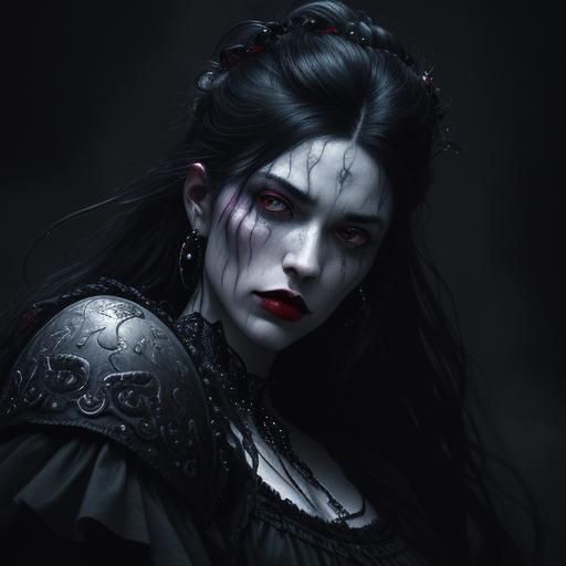 Goth Witch Portrait in Baroque Chiaroscuro Style