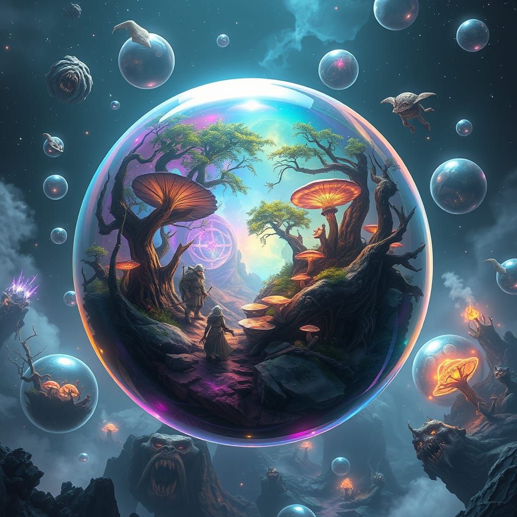 Vibrant Fantasy Realm in Ethereal Suspension