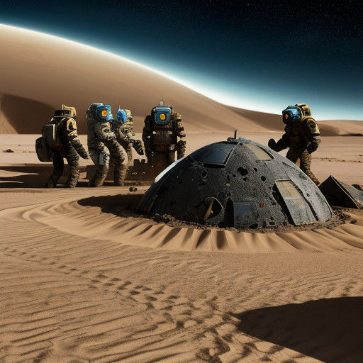 Epic Sci-Fi Crash Site in Alien Desert Landscape