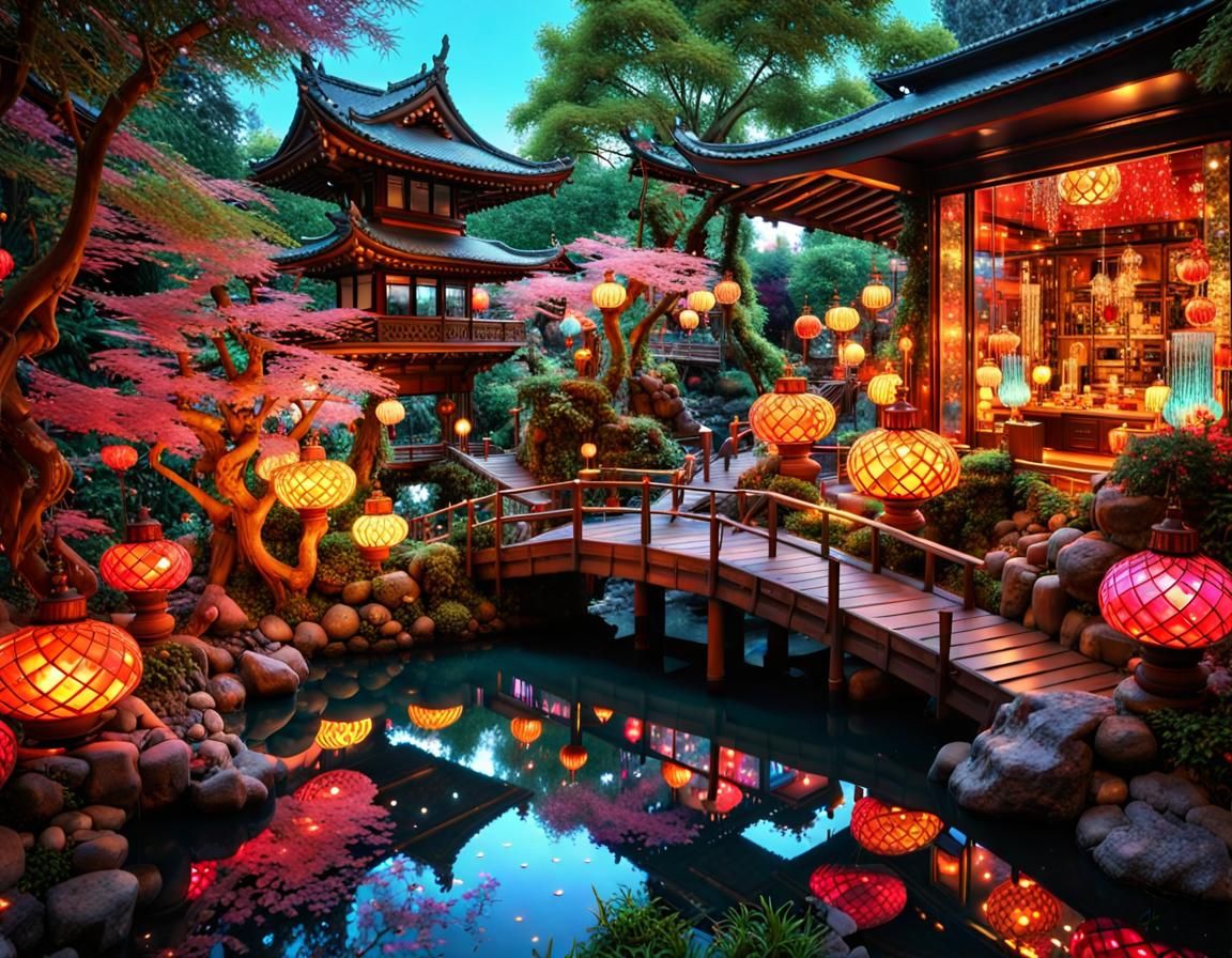 Crystal Zen Garden with Reflecting Light