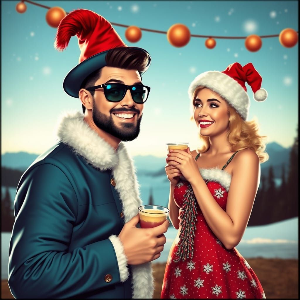 Sultry 1950s-Style Holiday Pin-Up Girl