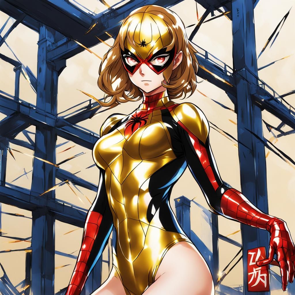 Gold Spider-Woman in Anime Style Bikini