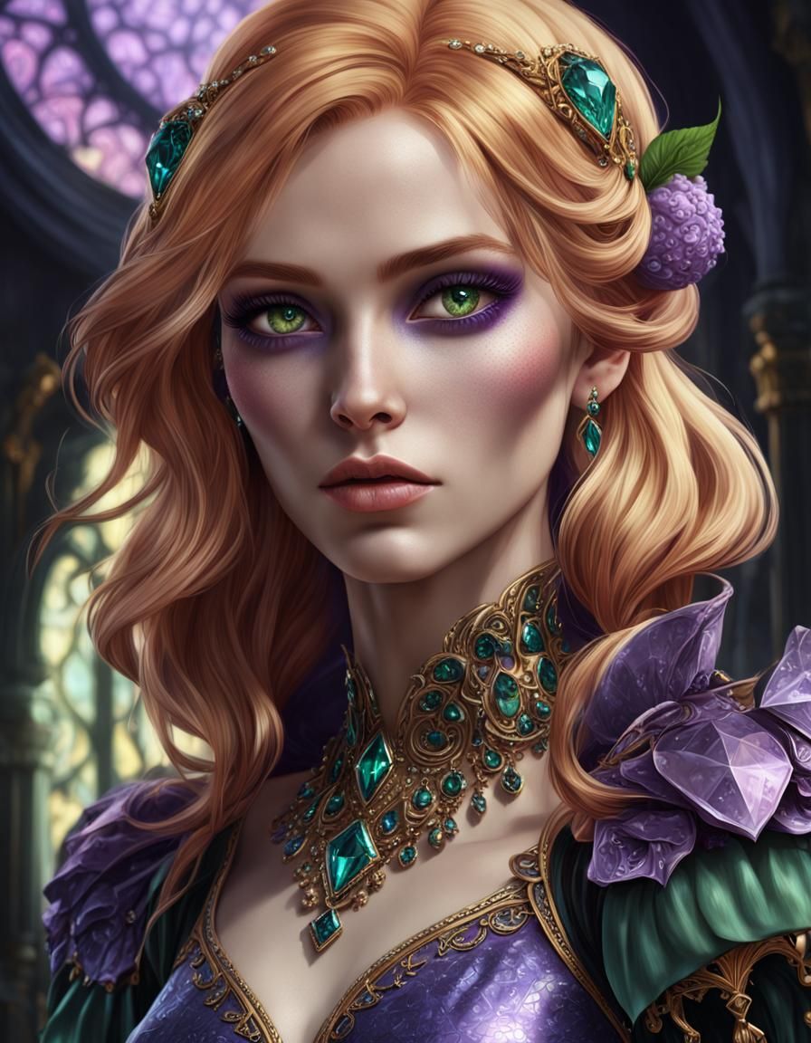 Gothic Young Woman with Green Eyes