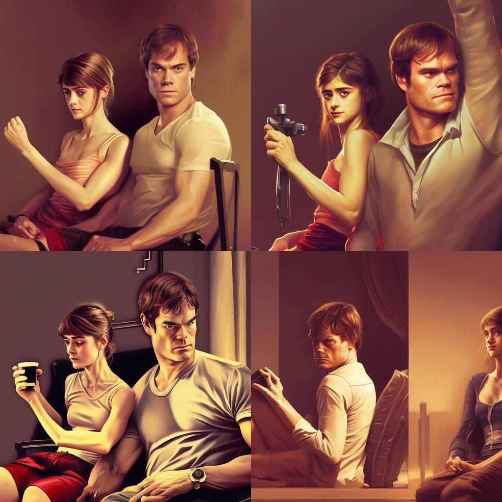 Dexter Morgan and Natalia Dyer Portrait, Detailed Digital Ar...