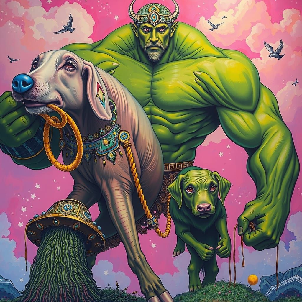 Epic Goat-Dog-Pig Beast in Klimt Style