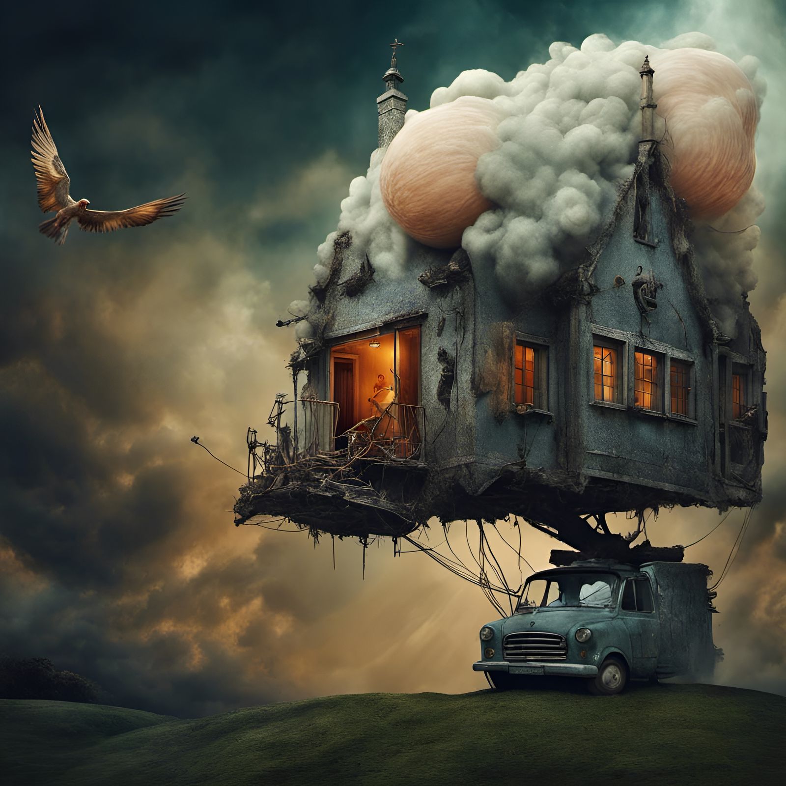 Magical Biological Scene with Prismatic Particles