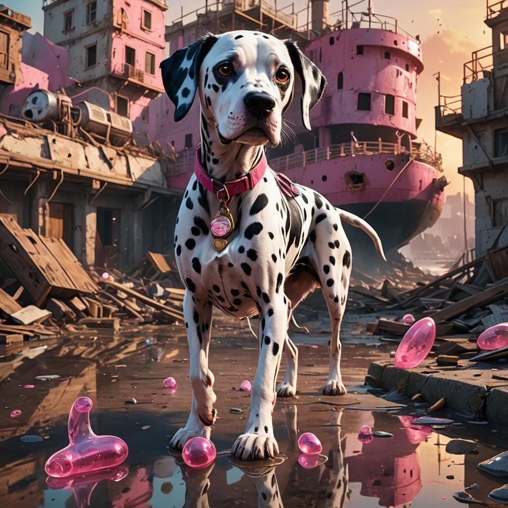 Dalmatian's Dystopian Delivery: Cinematic 3D Game Art