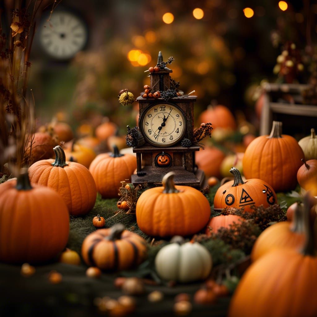 Enchanted Halloween Pumpkin Garden with Witches